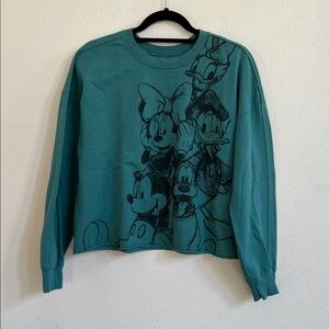 Disney Teal Crewneck Sweatshirt with Black Character Sketches